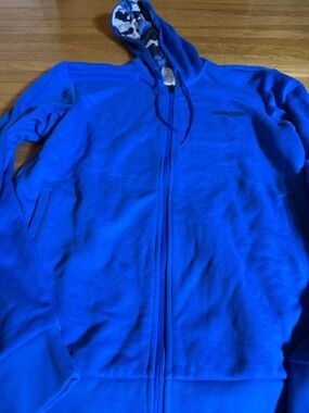 adidas Royal Blue Full-Zip Mens Sz M Hoodie with Camo Lining
